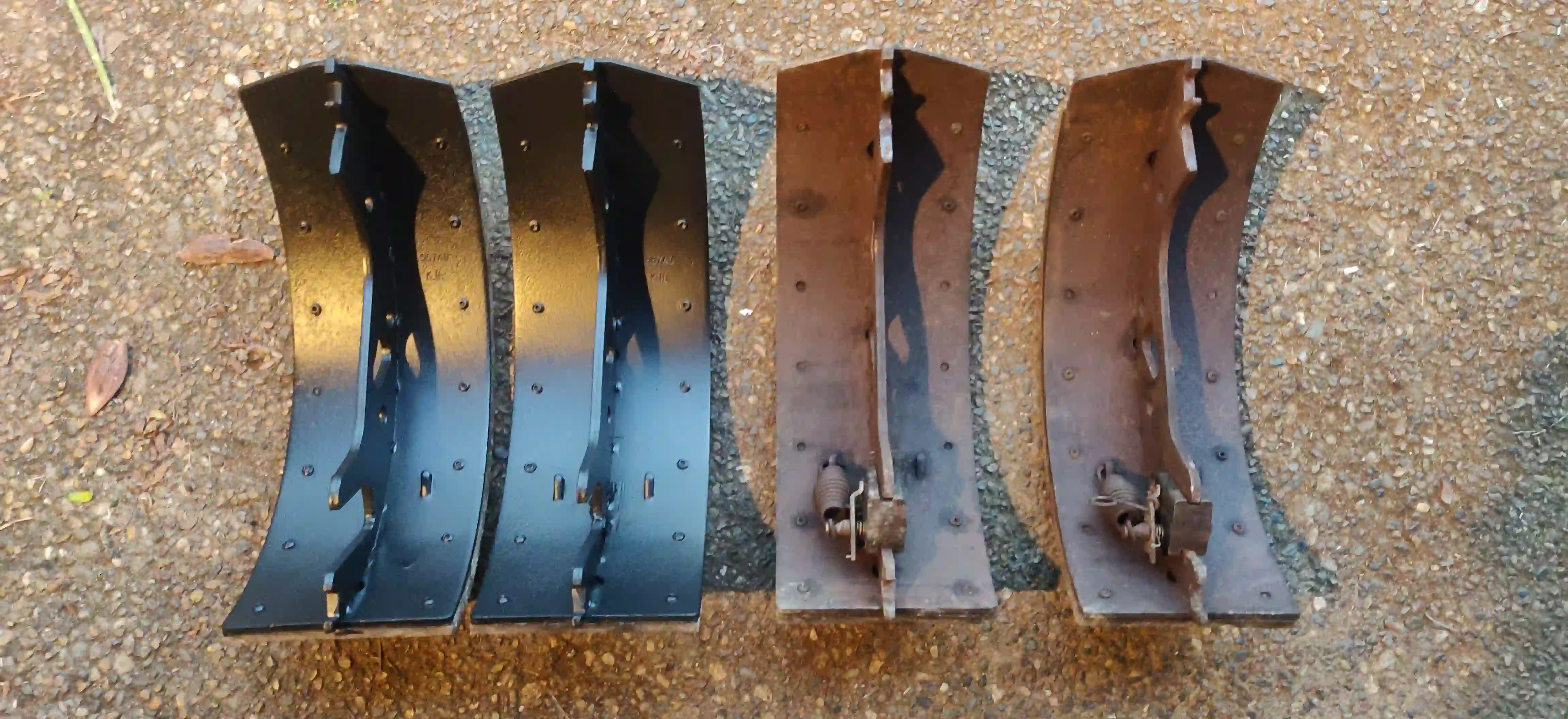 Before and after brake shoes